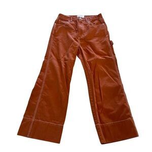 Current Elliott Women's The Carpenter Kara Cropped Wide Leg Pants Rust Size 27